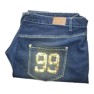 Vintage Akademiks‎ Jeans Women Sz 24W Embroidered Straight Leg Y2K Streetwear